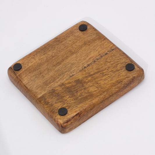 Bandeja cuadrada grande 15x15x2.5cm - Diseño seta verde azulado
