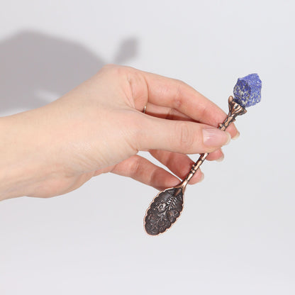 Set de 7 Cucharas de Bruja de Cristal con Piedra Preciosa de Bronce