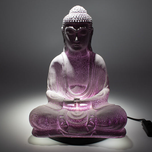 Meditation Buddha Lamp Lavender Crackle - Oval Holder