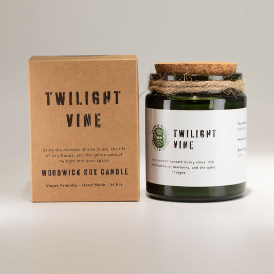 Vela de soja Greenman Woodwick - Vid Crepuscular - Velas de soja Woodwick de Greenman Rituals, 26 horas