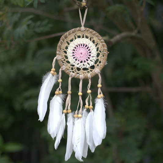 Attrape-rêves en macramé rose 12 cm (couleurs assorties)