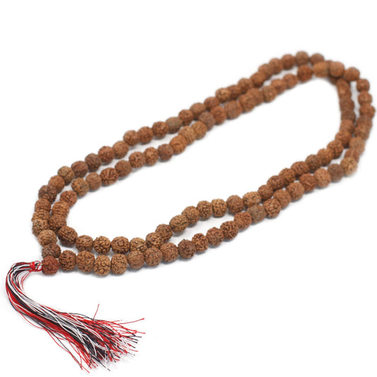 108 Rudraksha Japa Mala - Natural - Rudraksha Buda Japa Mala, 108 cuentas