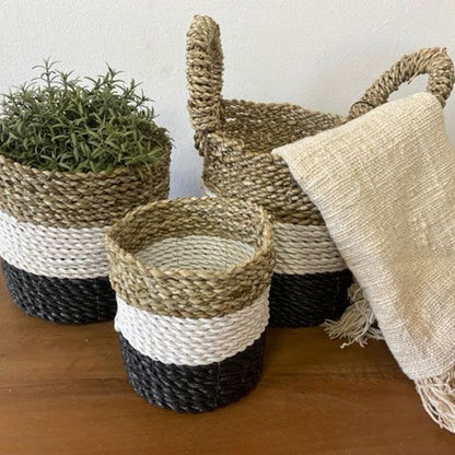 Juego de cestas de algas marinas - Gris oscuro / Blanco / Natural