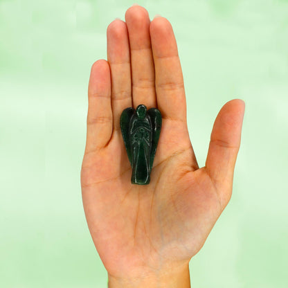 Ángel de piedra preciosa tallada a mano - Aventurina verde - Figuras de Piedras Preciosas