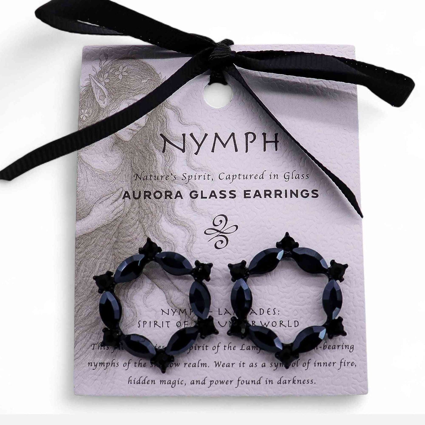 Pendientes de Cristal Vintage - Aro - Negro Azabache