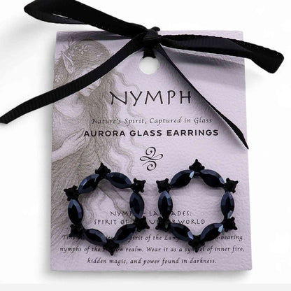 Pendientes de Cristal Vintage - Aro - Negro Azabache