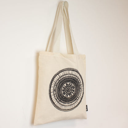 Nomad Sari Icónico Básico Bolso Tote - Mandala Urbana - Natural 4oz