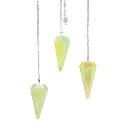 Péndulo de seis caras - Cristal Aurora Verde Pálido - 4 cm