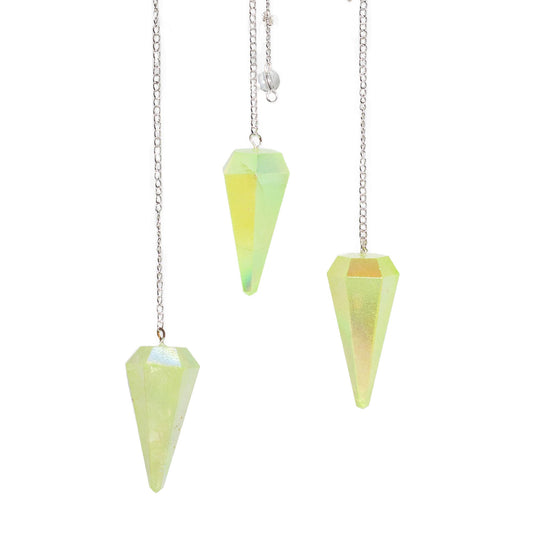 Péndulo de seis caras - Cristal Aurora Verde Pálido - 4 cm