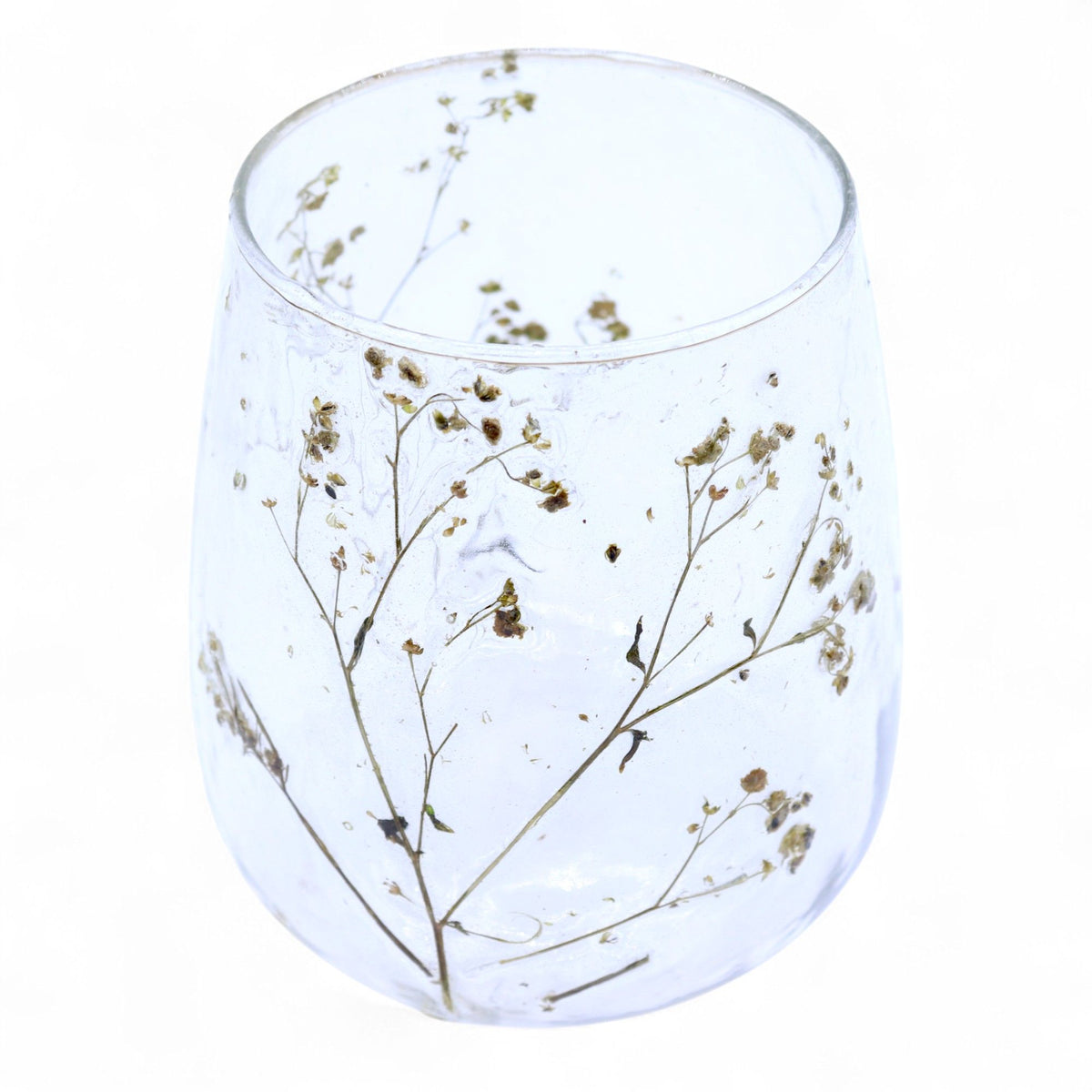 Portavelas de Vidrio floral natural - Jarrón - Margarita  - (12x11cm) - Portavelas de vidrio con motivos florales naturales