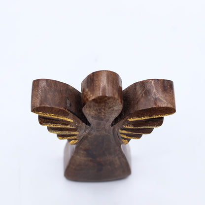 Pequeño ángel de madera de mango - decoración dorada
