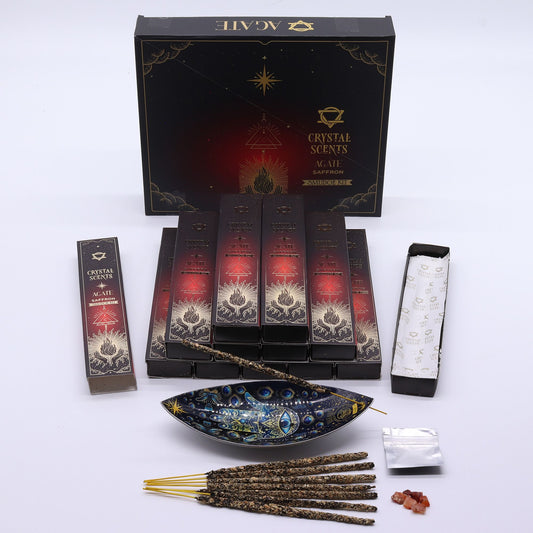 Cristal de ágata roja Fragancias de cristal Incienso de purificación - Azafrán