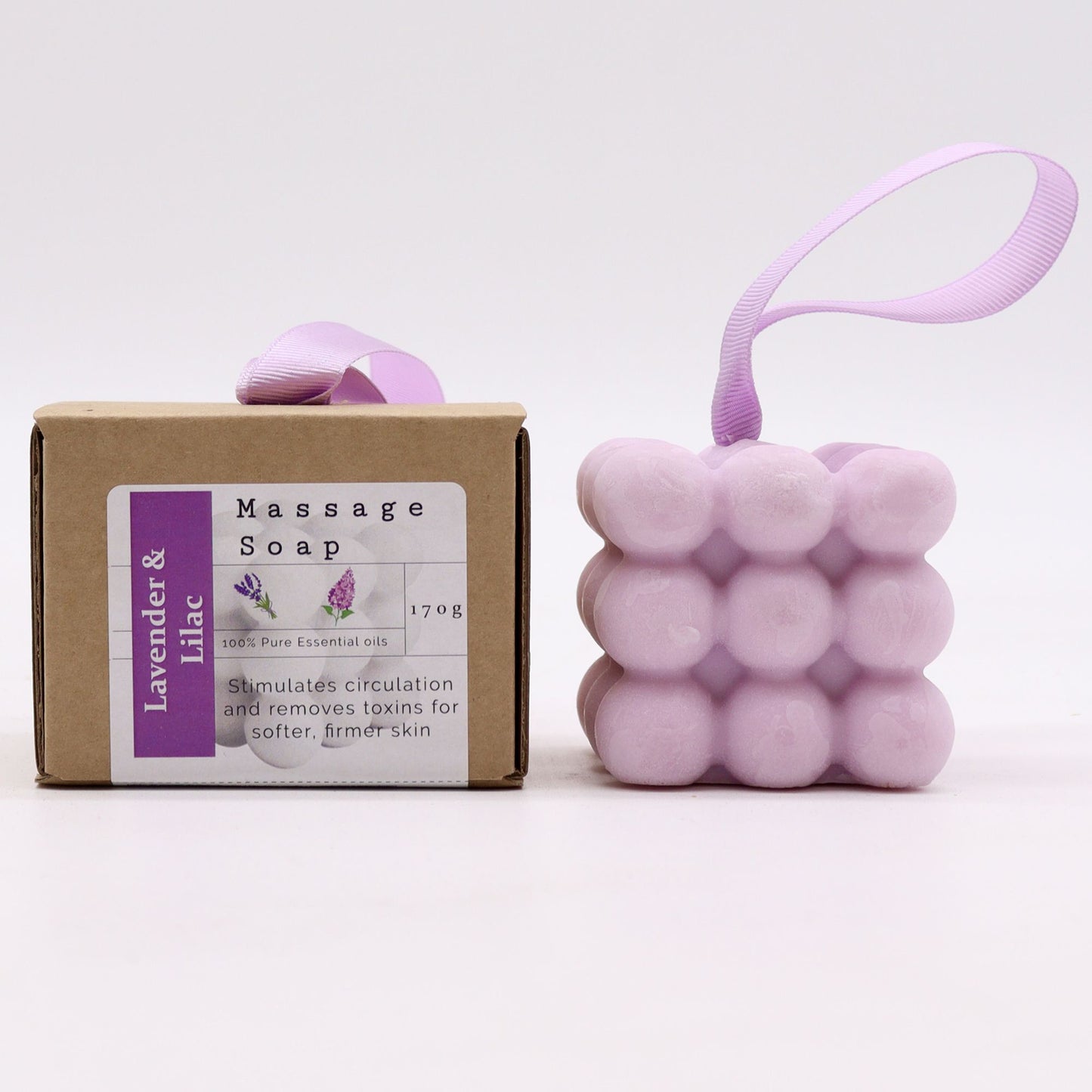 Jabon de masaje individual en caja - Lavanda y lila