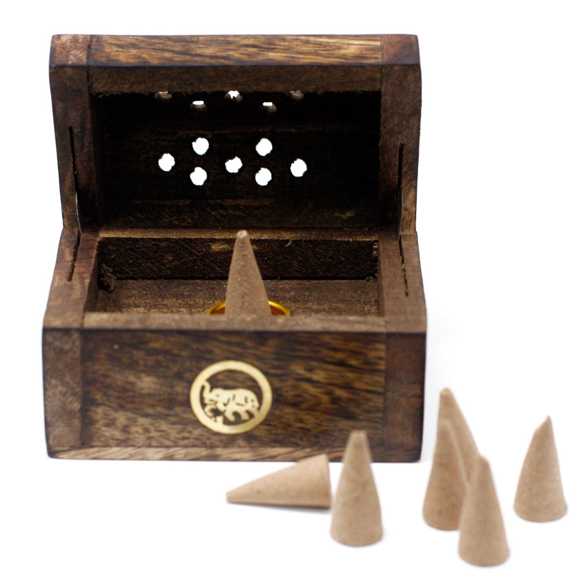 Mini Incense Cone Smoke Box - Mango Wood - Soporte de Incienso