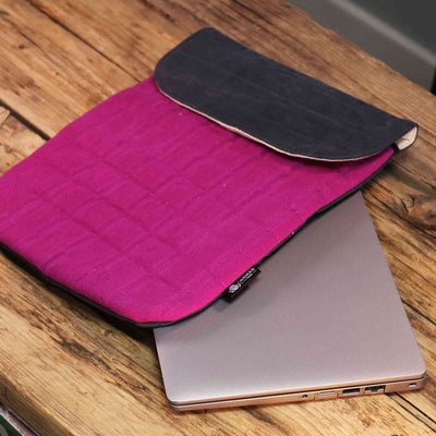 Housse rembourrée pour ordinateur portable - Brume violette - Délavage 14 oz
