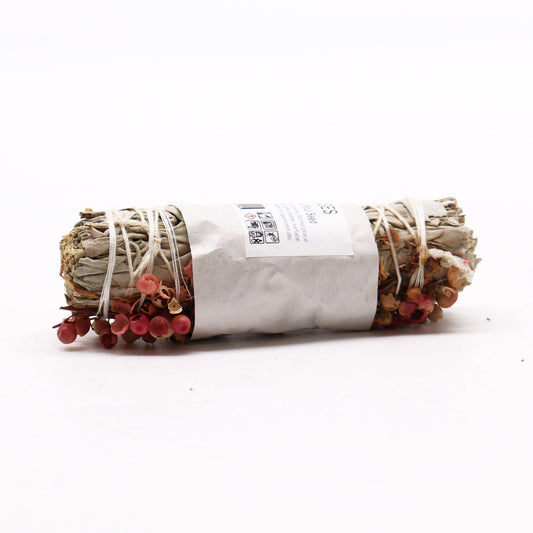 Atado de Hierba - Salvia Blanca y Semilla de Pirul - Atados de Smudge – Envuelto individualmente
