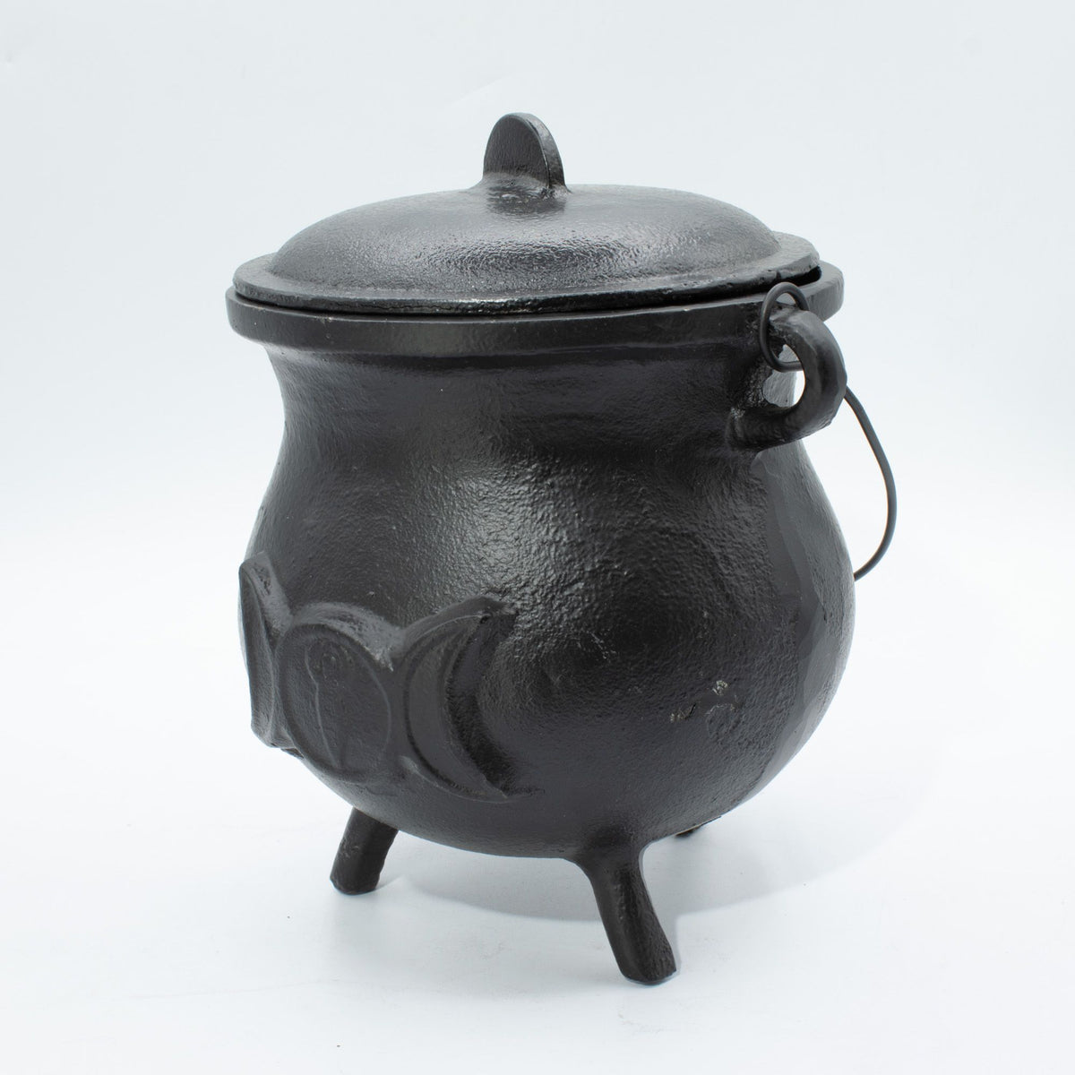 Extragrande Caldero de hierro fundido con Triple Luna 23x18 cm (al menos 4 kg)