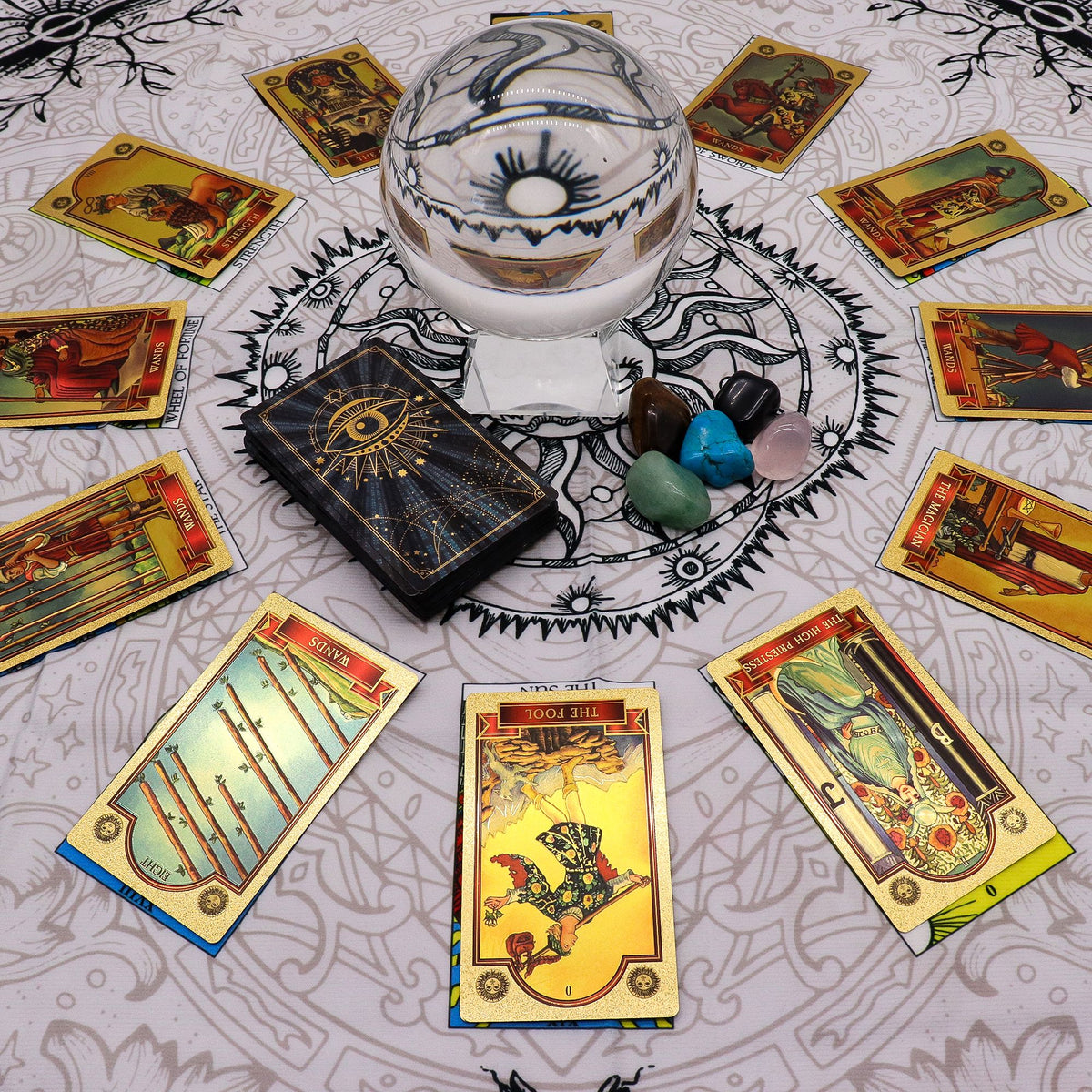Paño para lectura del Tarot - Árbol de la Vida - Cartas del Tarot y paños de lectura