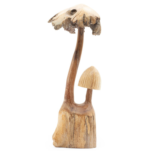 Handmade Parasite Art Wood Carving - Two Mushoorms Set