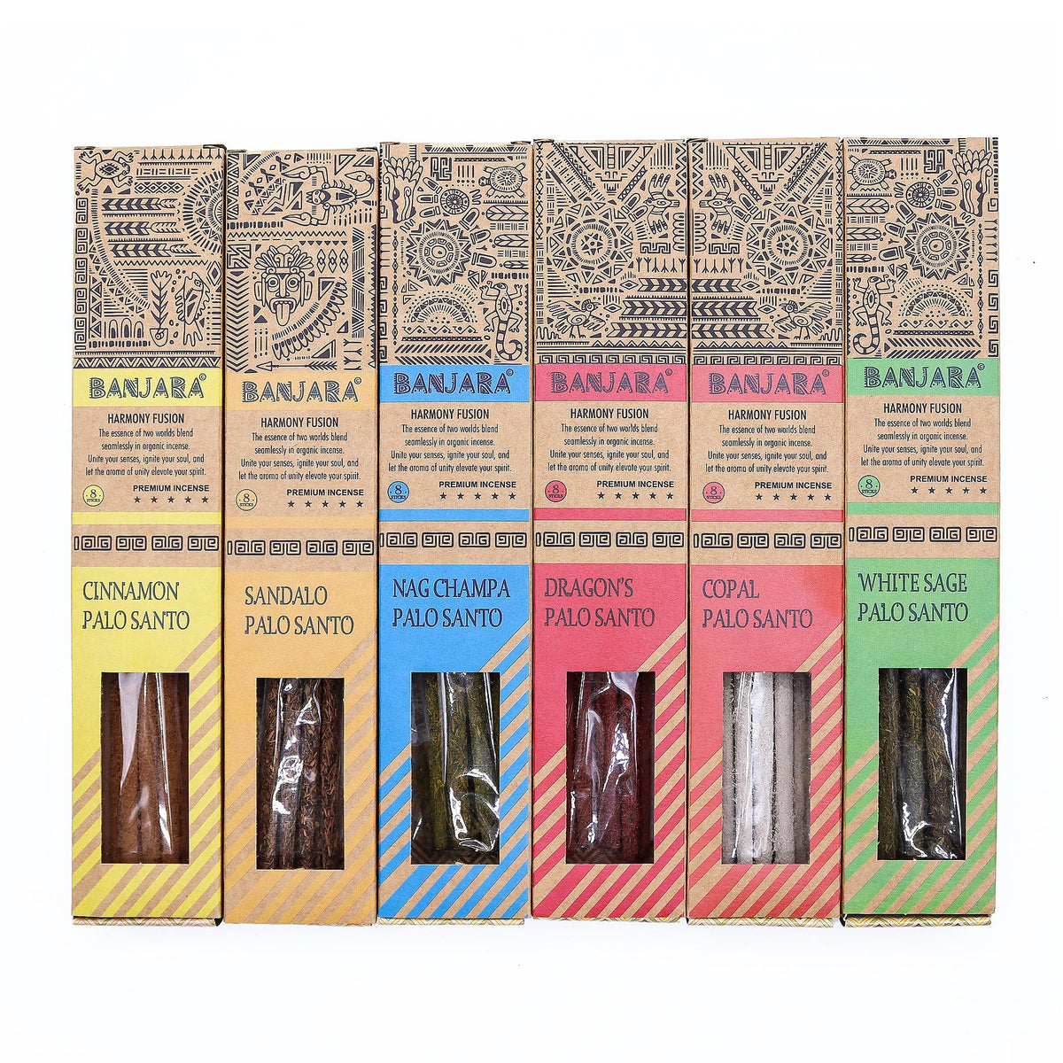 Banjara Palitos de Palo Santo para sahumar - Juego de 6 - Caja - Banjara Palo Santo Palitos de purificación