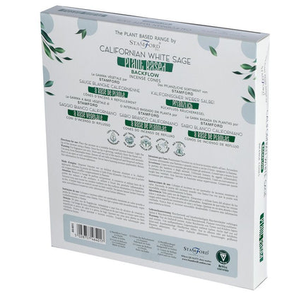 Conos de Incienso de Reflujo a Base de Plantas - Salvia Blanca de California - Conos de Incienso de Reflujo Stamford Premium