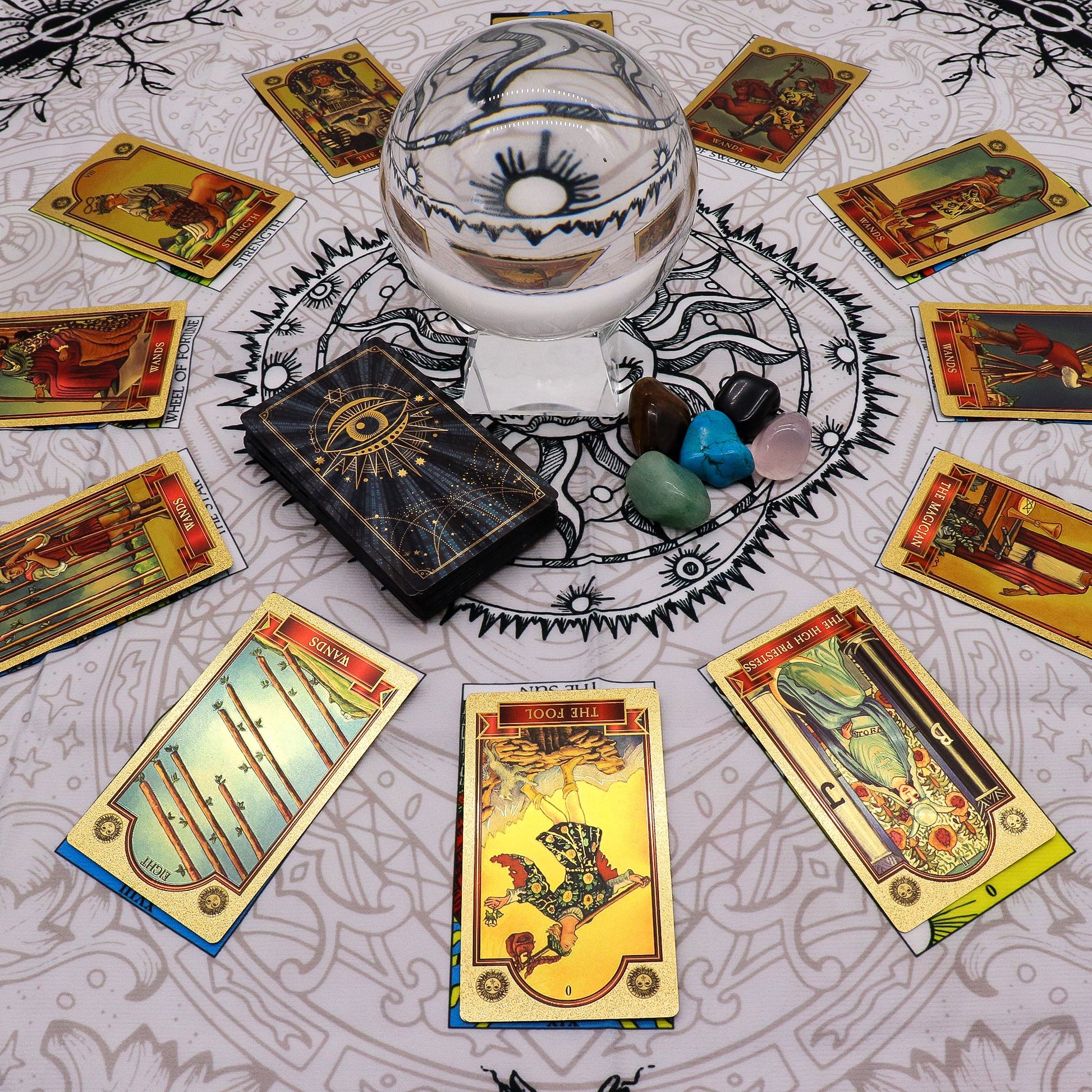 Paño para lectura del Tarot - Árbol de la Vida - Cartas del Tarot y paños de lectura