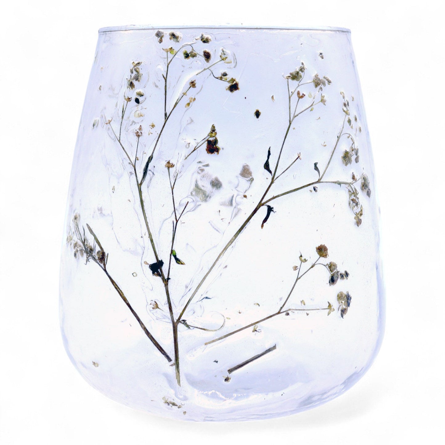 Portavelas de Vidrio floral natural - Jarrón - Margarita  - (12x11cm) - Portavelas de vidrio con motivos florales naturales