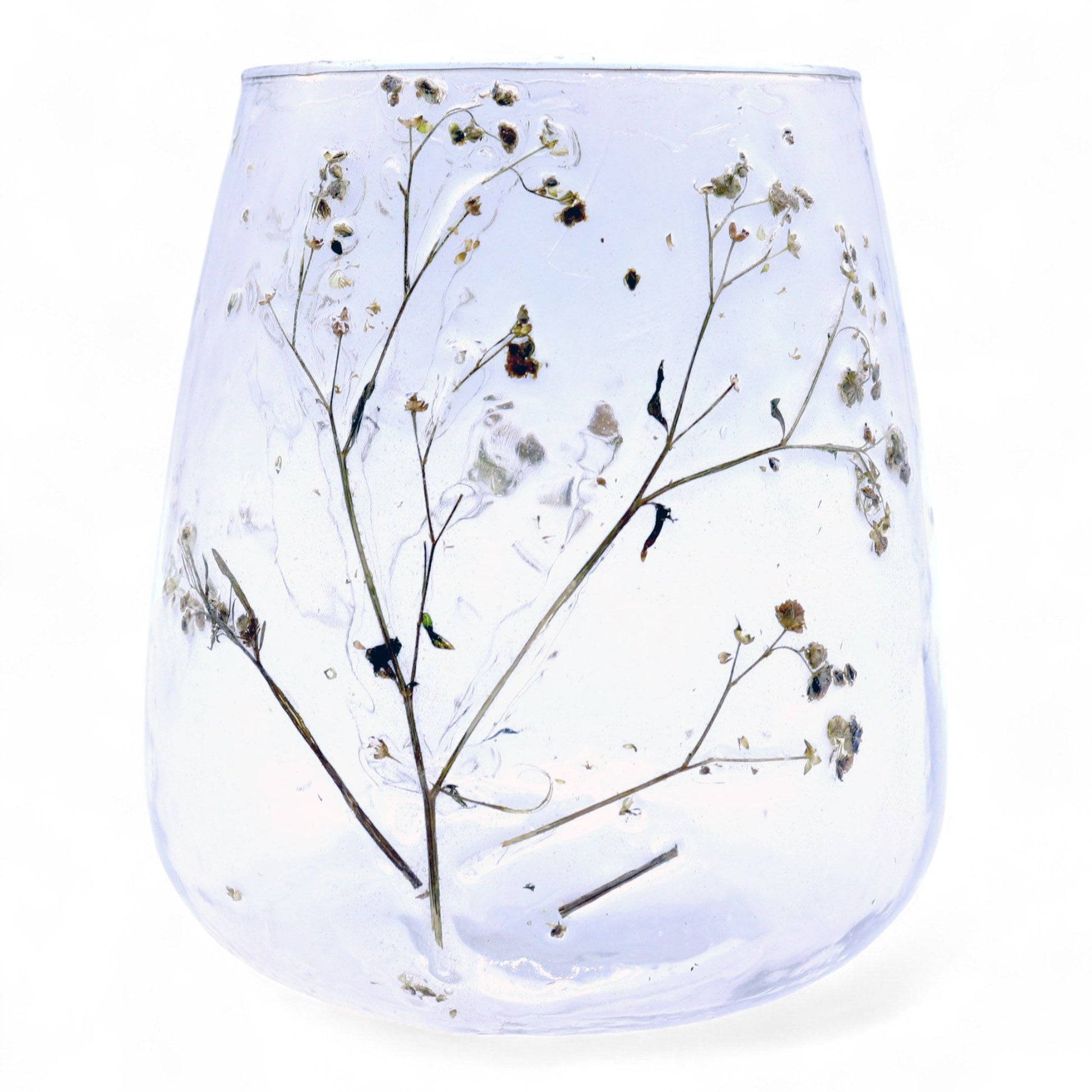 Portavelas de Vidrio floral natural - Jarrón - Margarita  - (12x11cm) - Portavelas de vidrio con motivos florales naturales