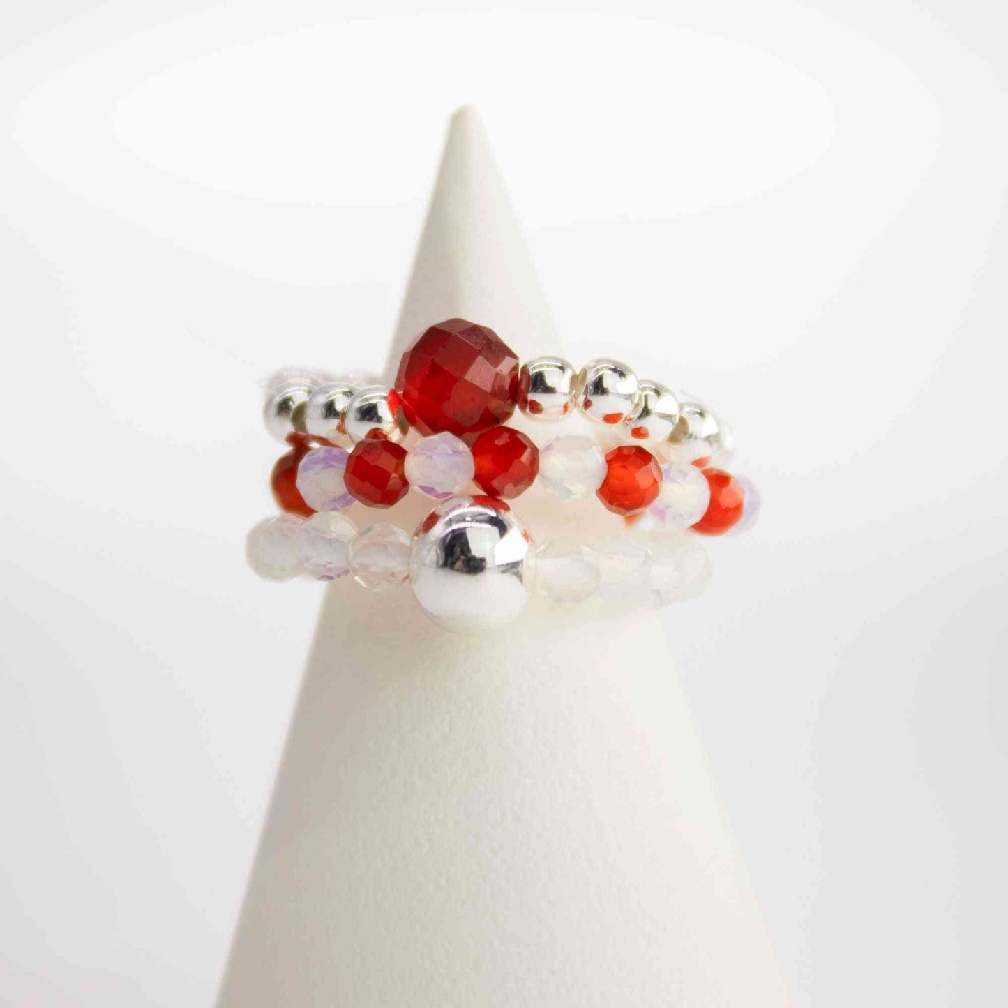 Conjunto de anillos de gema de ninfa - Luna de sangre
