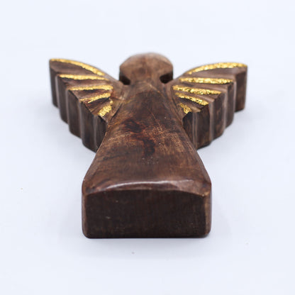 Pequeño ángel de madera de mango - decoración dorada