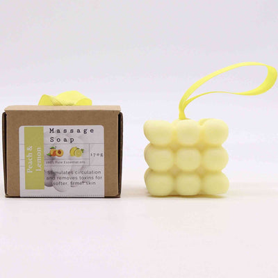 Savon de massage individuel en boîte - Pêche et citron