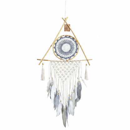 Atrapasueños - Lrg Macramé Piramide Blanco / Gris | Atrapasueños | El Bazar de Tizar