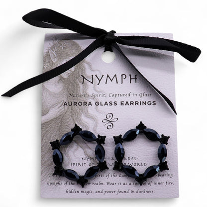 Pendientes de Cristal Vintage - Aro - Negro Azabache