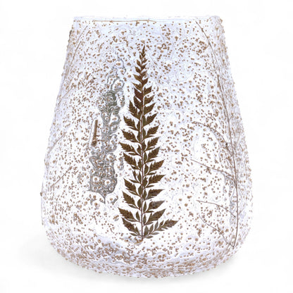 Portavelas de Vidrio floral natural -  Cuenco grande - Pino (15x12cm)