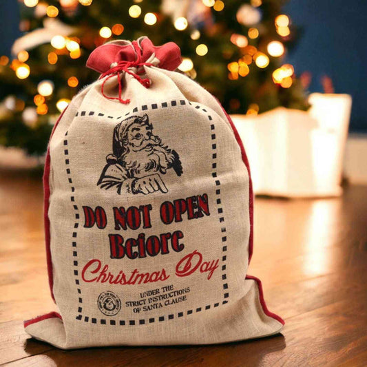 Saco de yute santa - Do Not Open Before - Sacos de Yute Santa