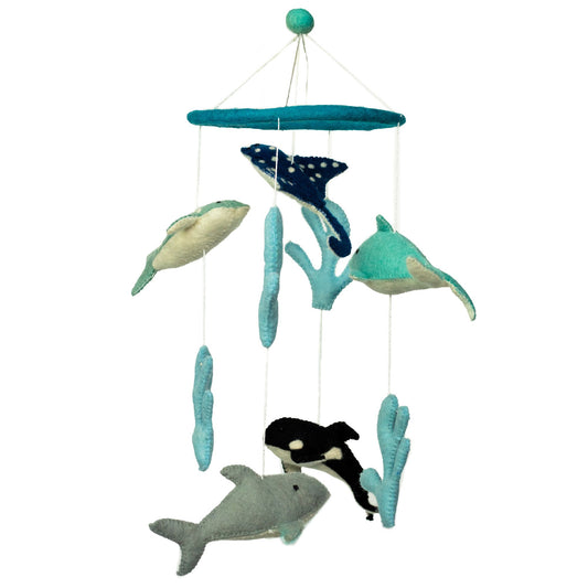 Handmade Felt Mobile - Dolphins and Sea Life