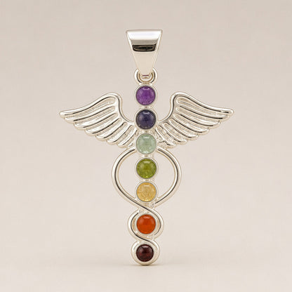 Colgantes devocionales de la India - Baño de plata (cordón de 45 cm) - Ángel Chakra