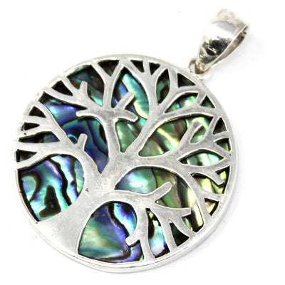 Sterling Silver Tree of Life Pendant 30mm - Abalone