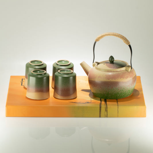 Juego de té de estilo kyusu japonés - para té verde - cuatro tazas - Juego de tetera de hierbas | El Bazar de Tizar
