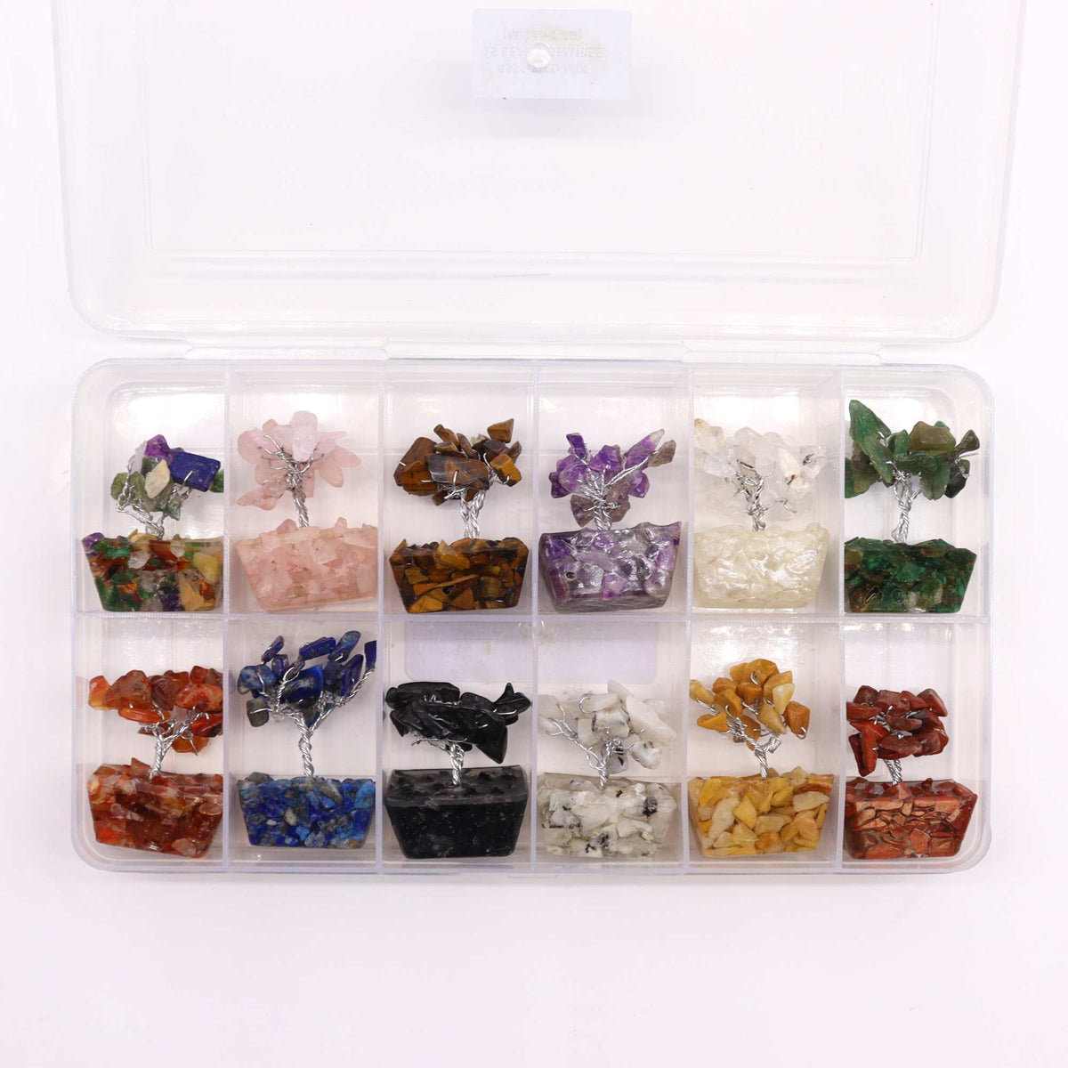 Mini árboles de piedras preciosas sobre base de orgonita - Mezcla Surtida (15 piedras) - Mini Árboles De Piedras Preciosas