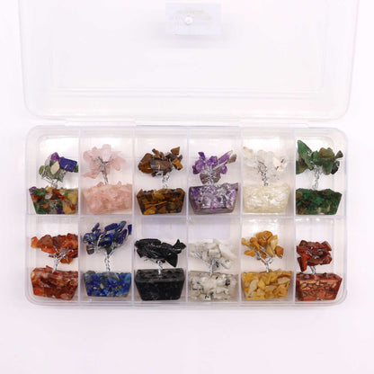 Mini árboles de piedras preciosas sobre base de orgonita - Mezcla Surtida (15 piedras) - Mini Árboles De Piedras Preciosas