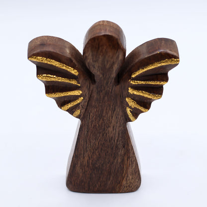 Ángel de madera de mango mediano - decoración dorada