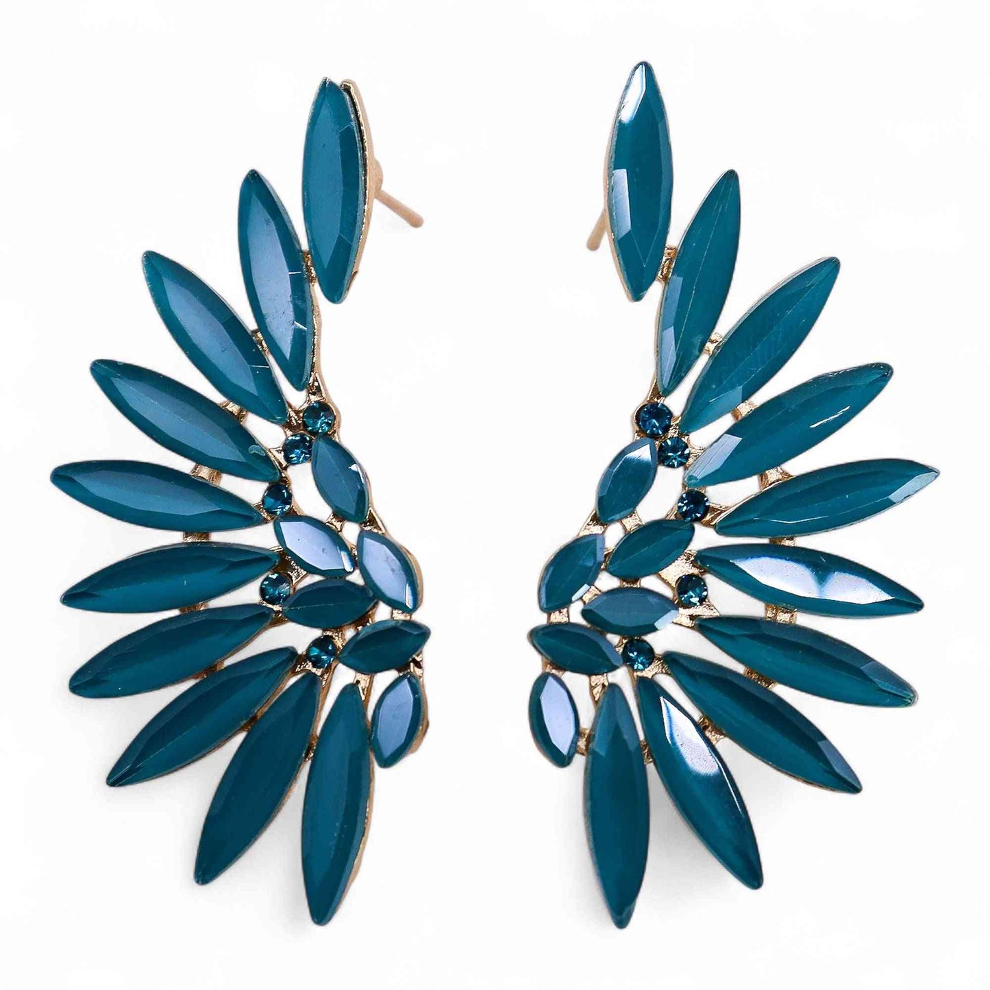Pendientes de Cristal Vintage - Alas de ángel - Verde Turquesa
