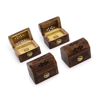 Mini Incense Cone Smoke Box - Mango Wood - Soporte de Incienso