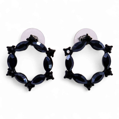 Pendientes de Cristal Vintage - Aro - Negro Azabache