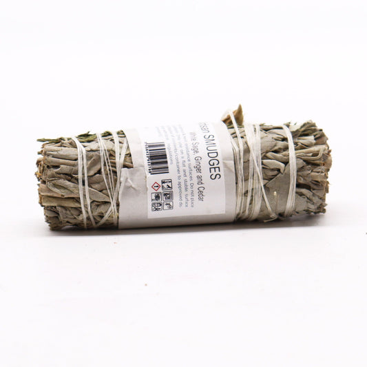 Atado de Hierba - Salvia Blanca, Jengibre y Cedro - Atados de Smudge – Envuelto individualmente
