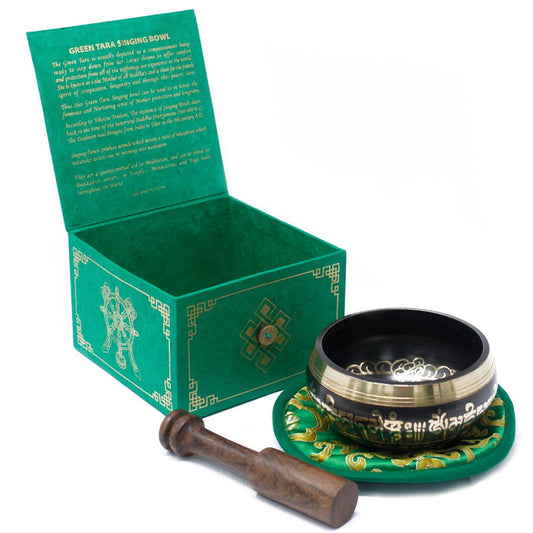Cuenco tibetano set - Tara Verde 10cm (min 400gm) - Set de Regalo Tibetano