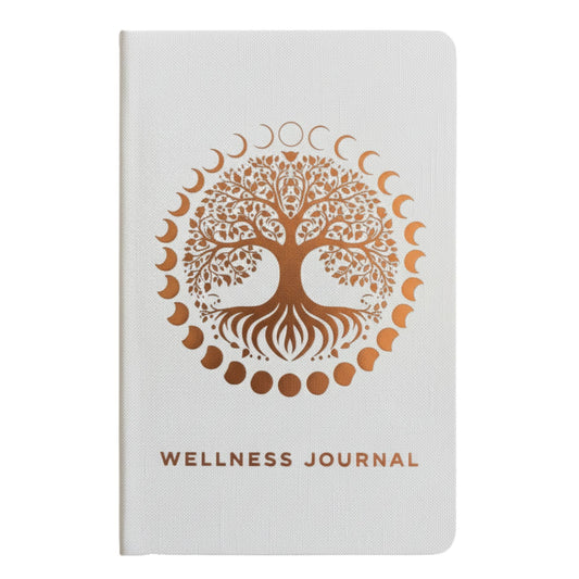 Cuaderno de Bienestar Blanco - 120 páginas - Árbol de la Vida en oro rosado