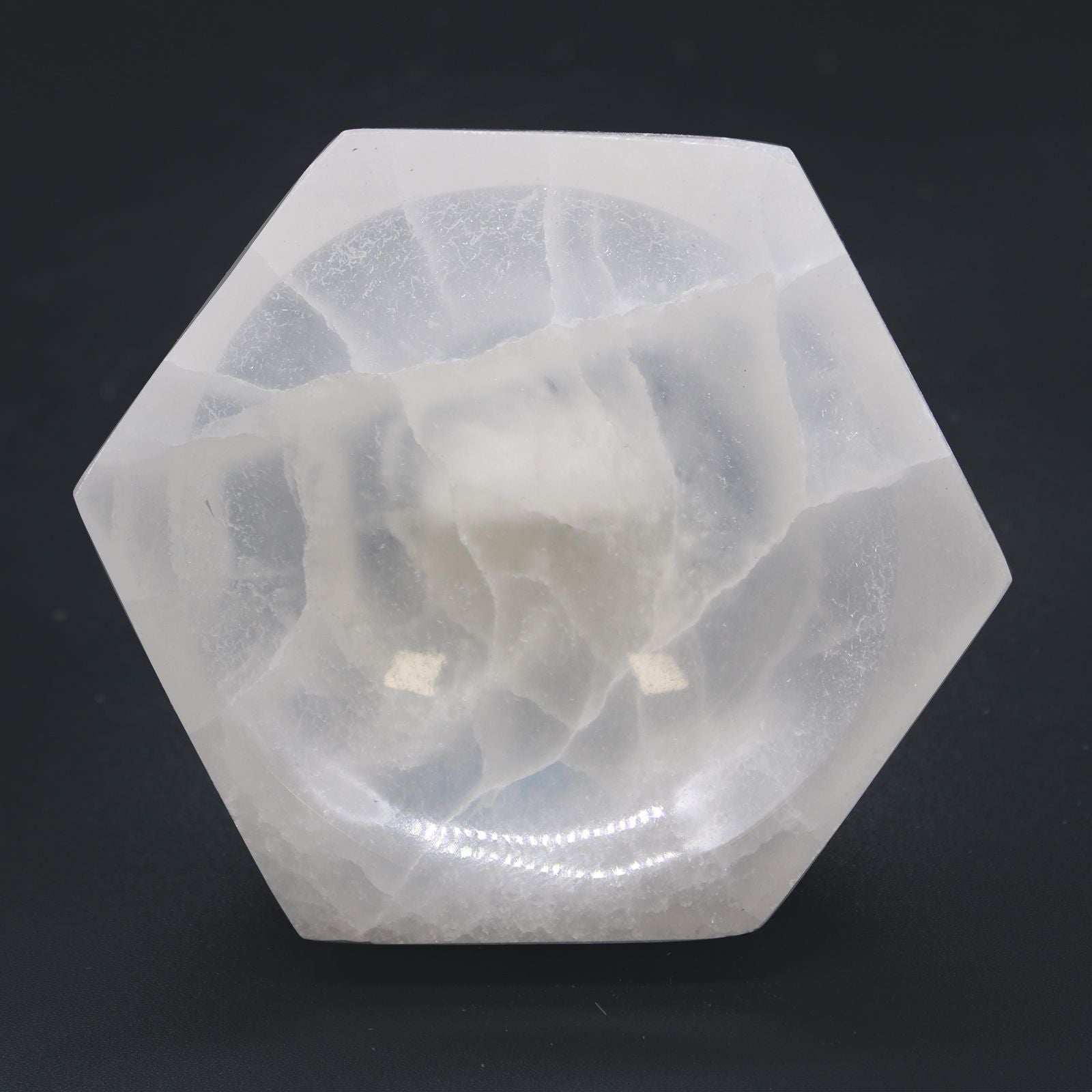 Cuenco hexagonal de selenita - 10cm - Cuenco de selenita