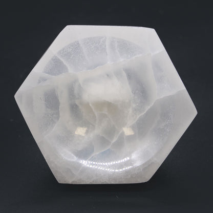 Cuenco hexagonal de selenita - 10cm - Cuenco de selenita